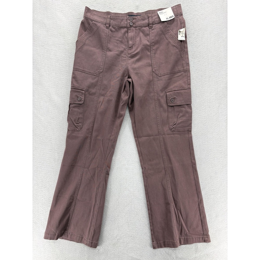 Aeropostale Cargo Bootcut Pants Womens XL Brown Stretch Twill Pockets Casual NWT